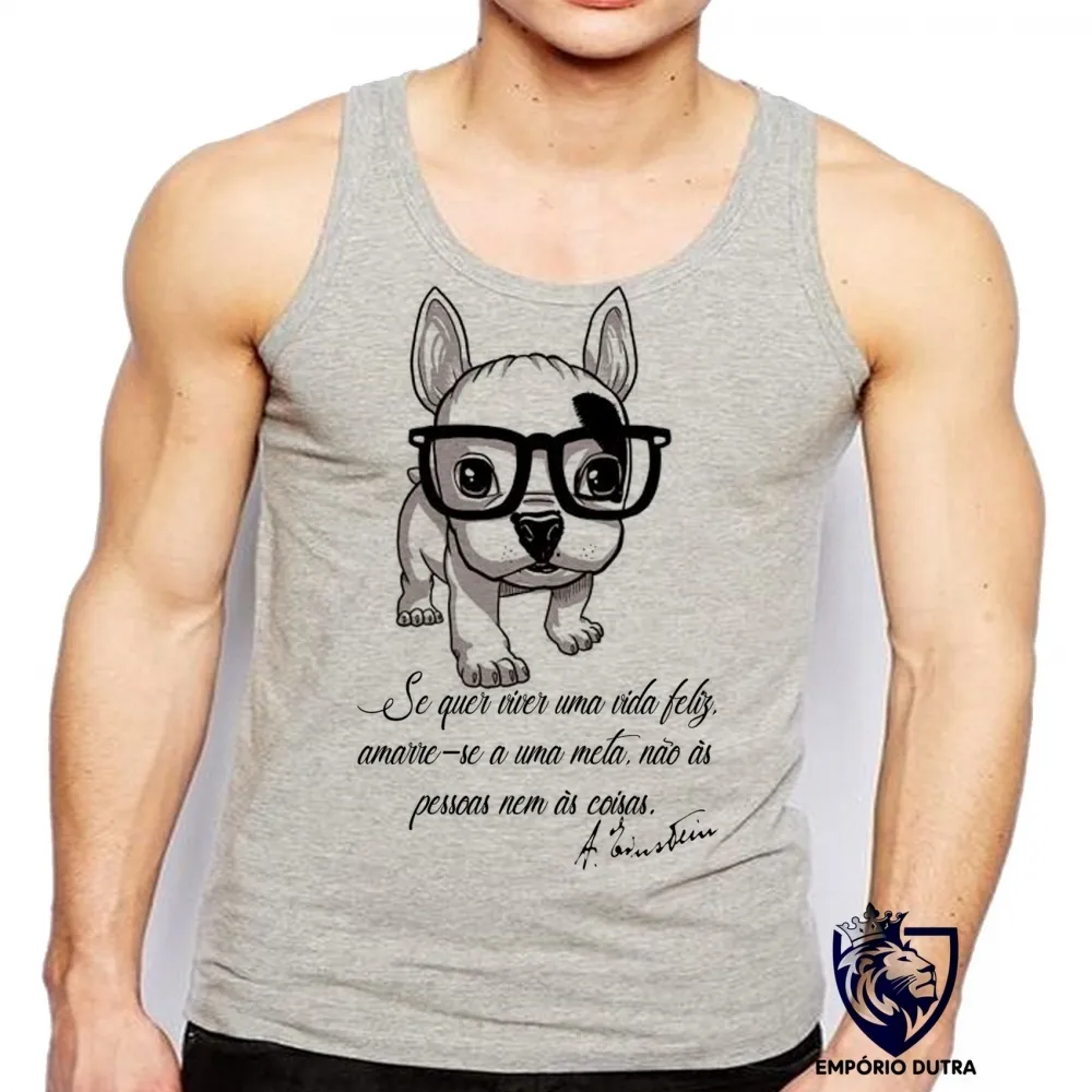 Camiseta Regata adulto ou infantil Cachorro Nerd frase Einstein