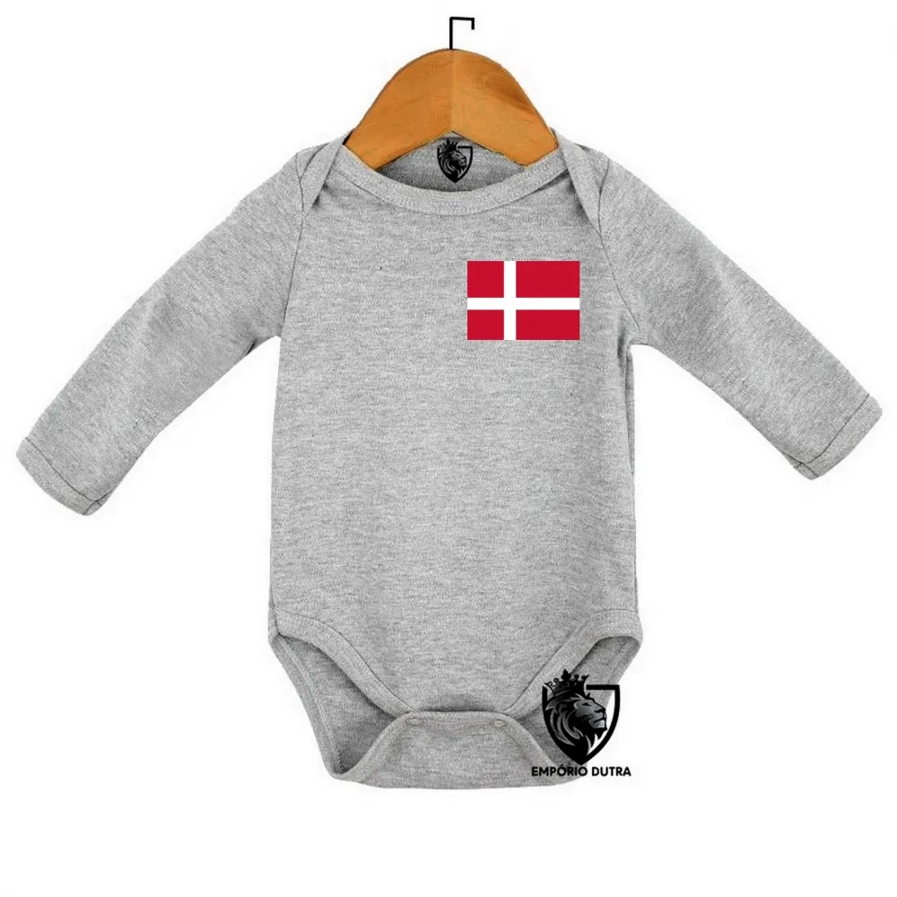 Body Bebê Infantil bandeira Dinamarca europa