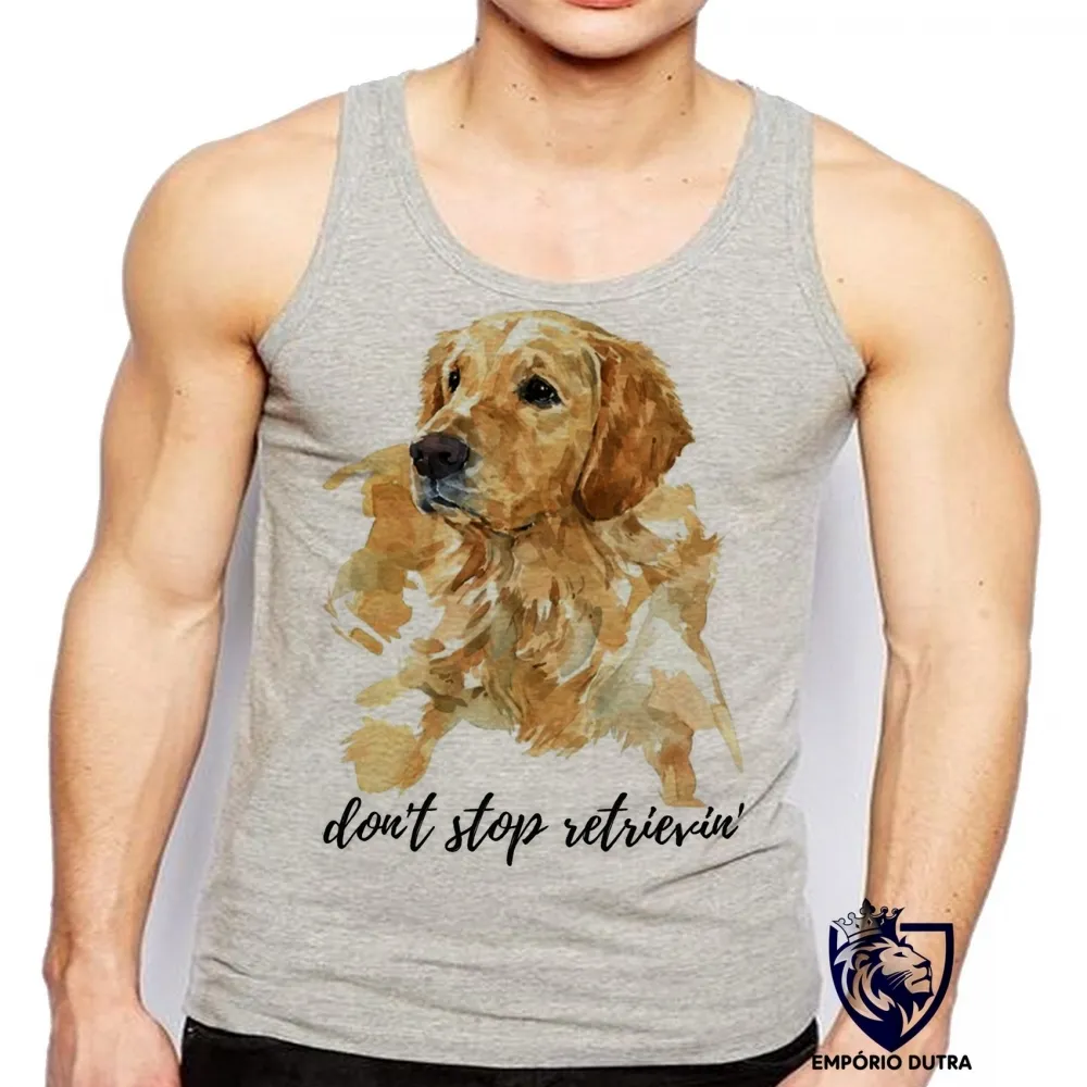 Camiseta Regata adulto ou infantil dont stop cachorro golden retriever