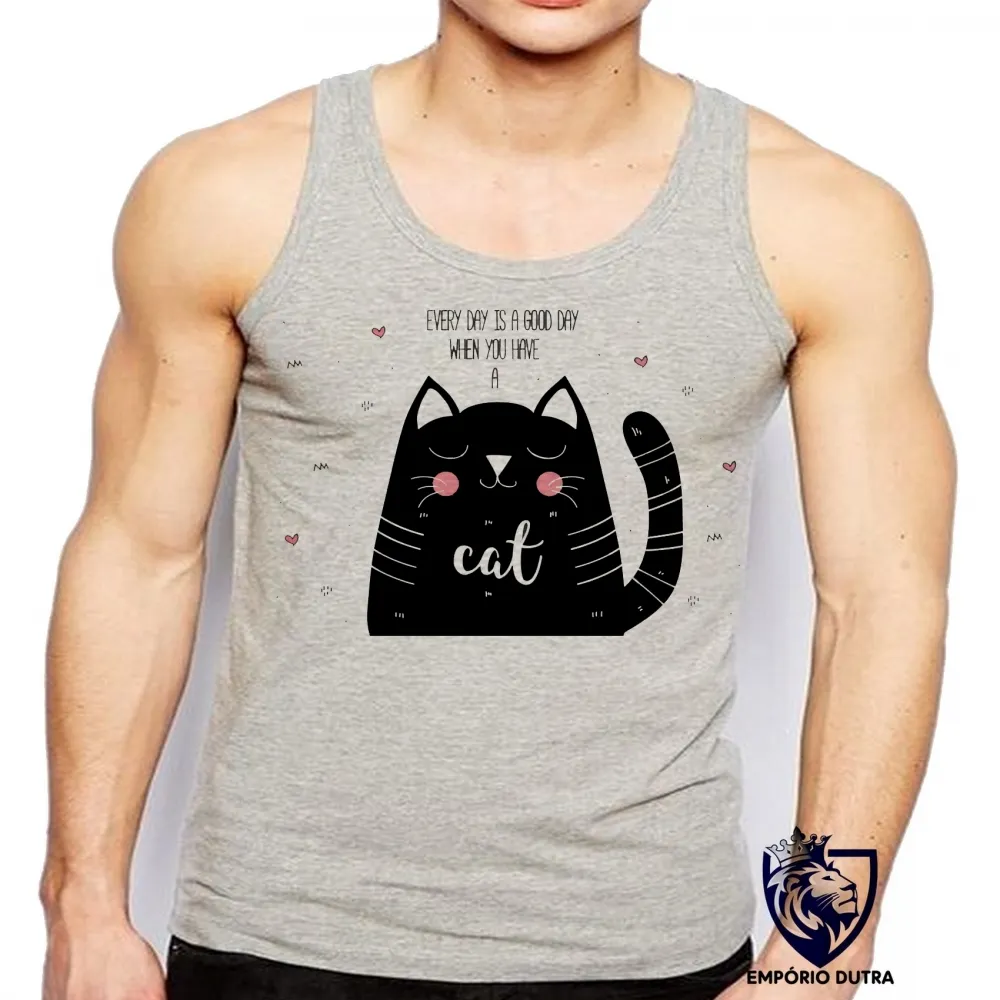 Camiseta Regata adulto ou infantil Every day is a good gato cat