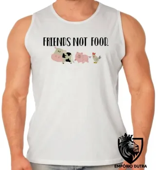 Camiseta Regata adulto ou infantil friends not food animais comida vegatariano - Foto 2
