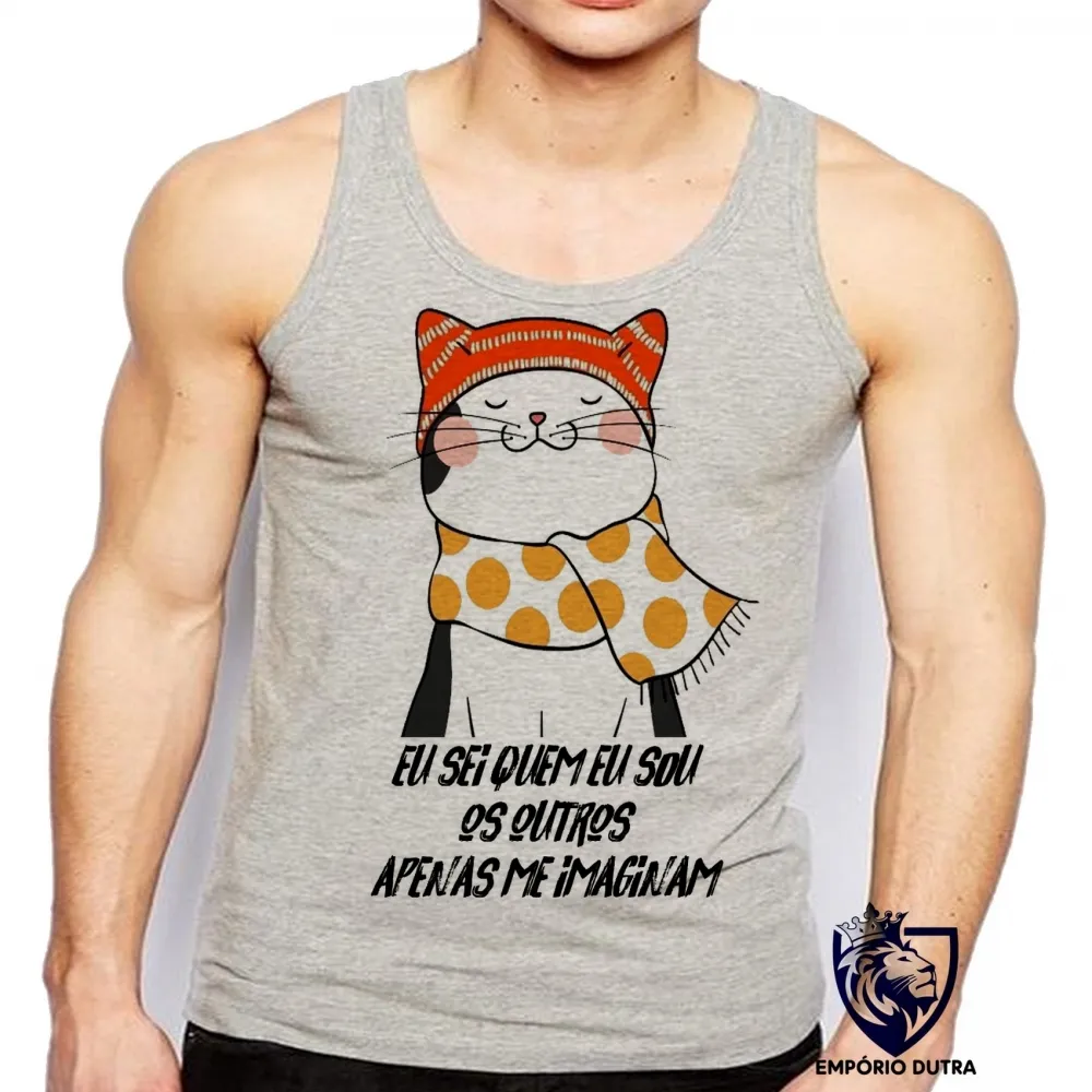 Camiseta Regata adulto ou infantil Gatinho eu sei quem eu sou gato felino