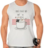 Camiseta Regata adulto ou infantil Gatinhos Have a nice day gato cat - Foto 2