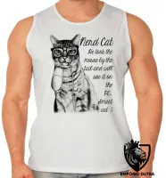 Camiseta Regata adulto ou infantil Gato nerd mouse boca rato - Foto 2