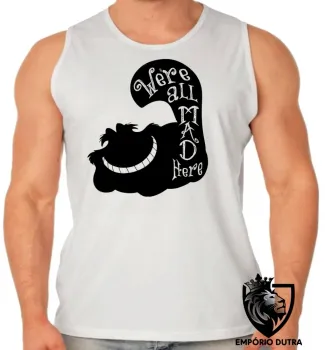 Camiseta Regata adulto ou infantil gato Were all mad here gato cat preto black - Foto 2