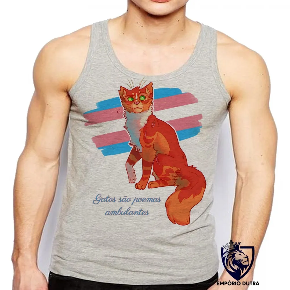 Camiseta Regata adulto ou infantil Gatos são poemas ambulantes