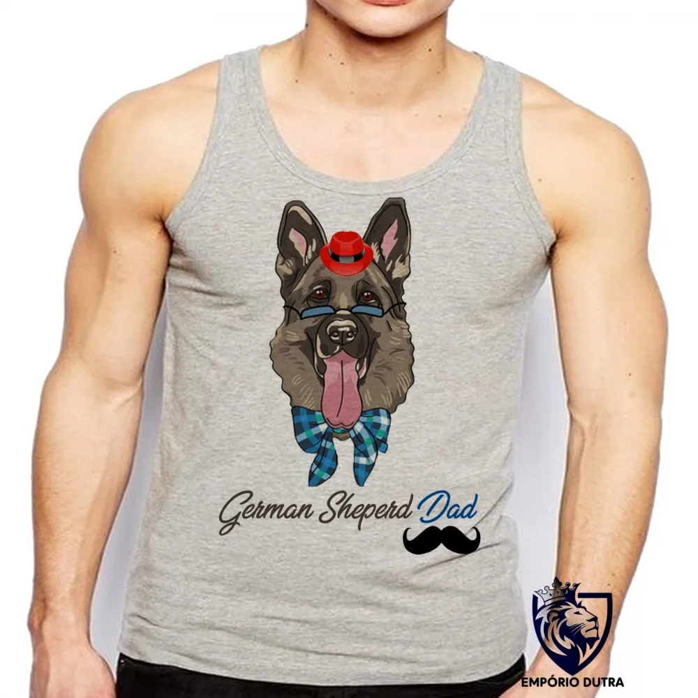 Camiseta Regata adulto ou infantil German Sheperd Dad pastor alemão
