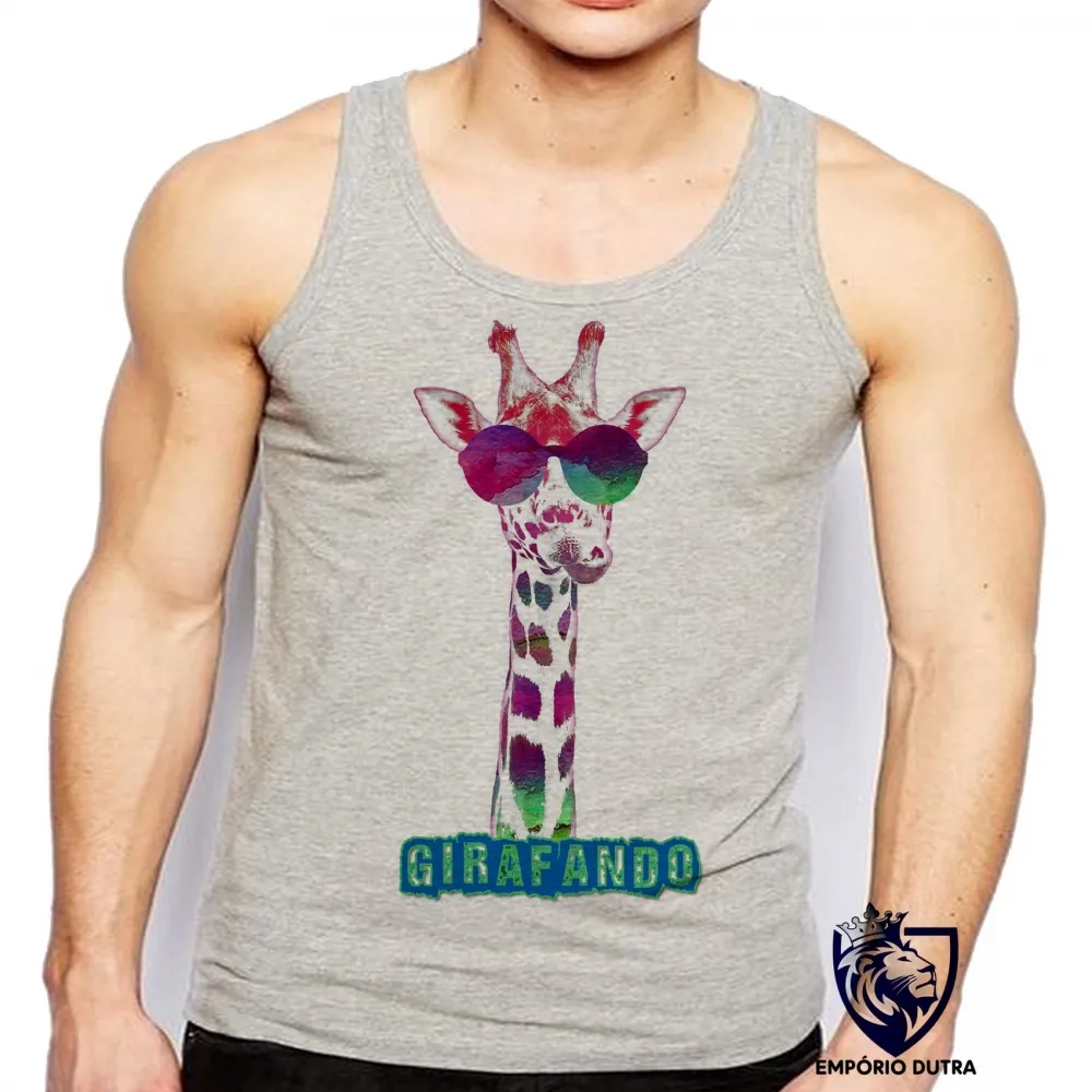 Camiseta Regata adulto ou infantil Girafando girafa de óculos Imagem