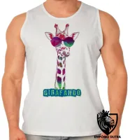 Camiseta Regata adulto ou infantil Girafando girafa de óculos - Foto 2