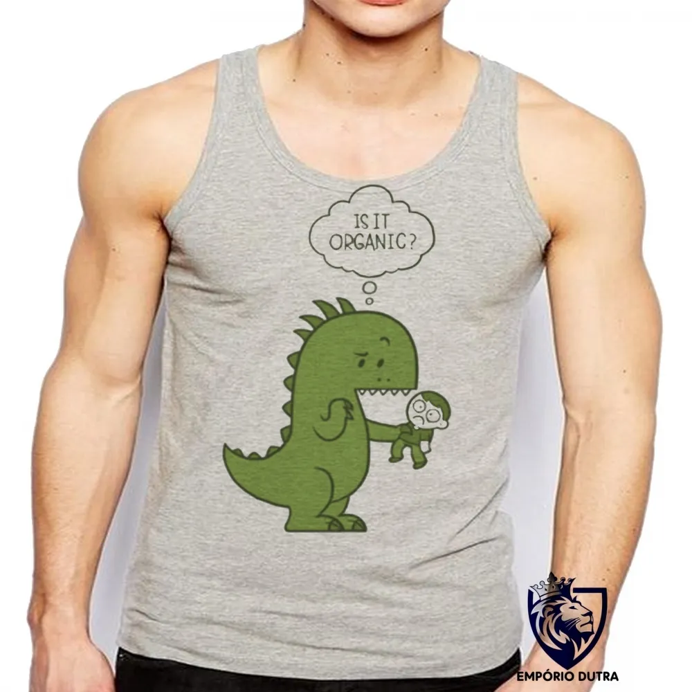 Camiseta Regata adulto ou infantil Humano orgânico dinossauro