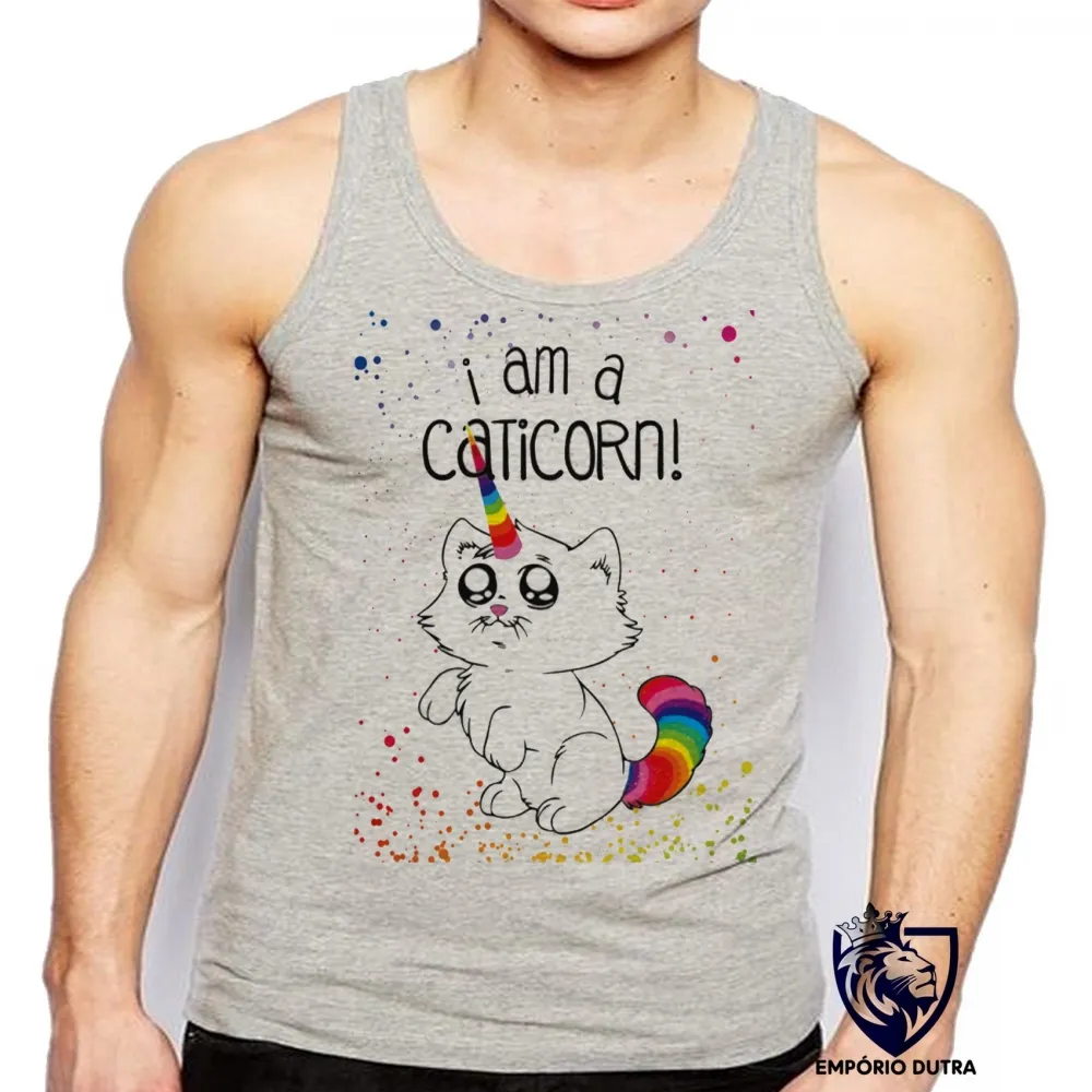 Camiseta Regata adulto ou infantil I am a caticorn gato unicórnio Imagem