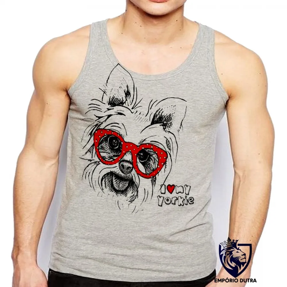 Camiseta Regata adulto ou infantil I love yorkie cachorro cão dog Imagem