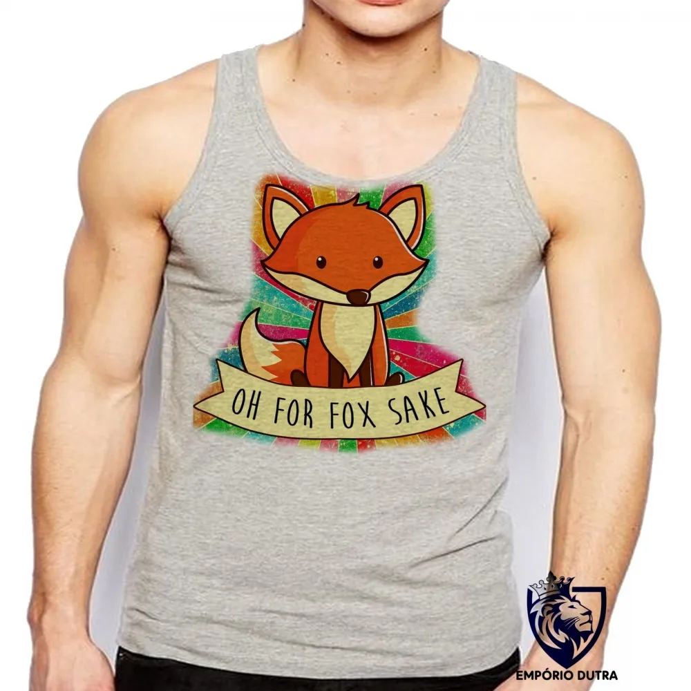 Camiseta Regata adulto ou infantil oh for fox sake raposa cachorro dog