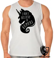 Camiseta Regata adulto ou infantil Unicórnio não acredito em humanos - Foto 2