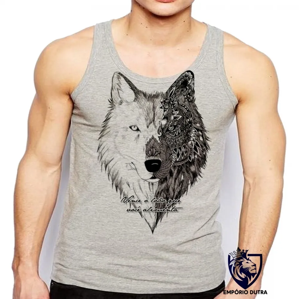 Camiseta Regata adulto ou infantil Vence o lobo que você alimenta cão dog Imagem