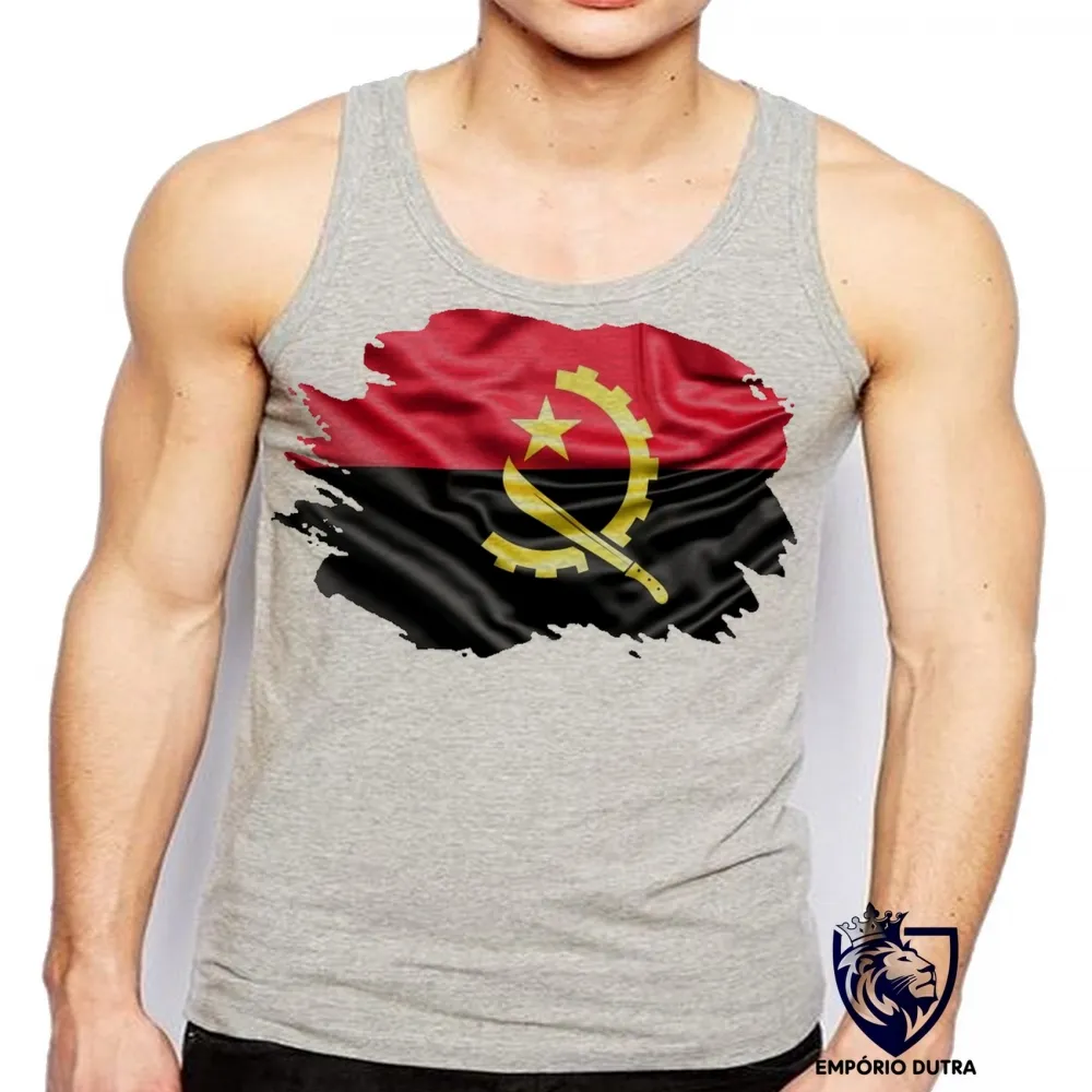 Camiseta Regata adulto ou infantil bandeira angola africa
