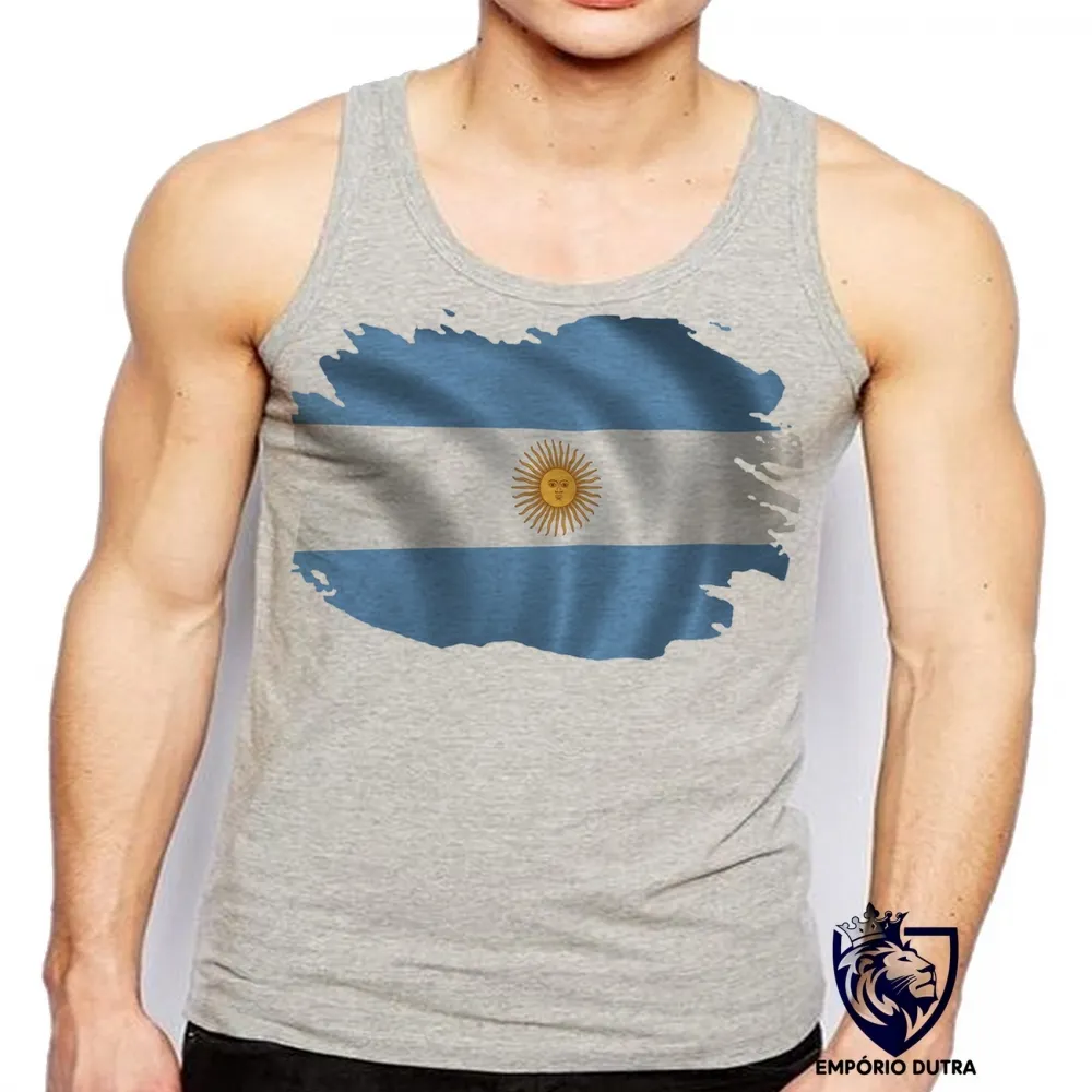 Camiseta Regata adulto ou infantil bandeira Argentina america do sul Imagem