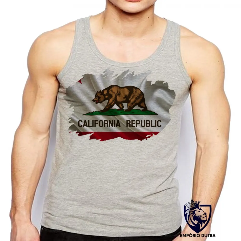Camiseta Regata adulto ou infantil bandeira California estados unidos