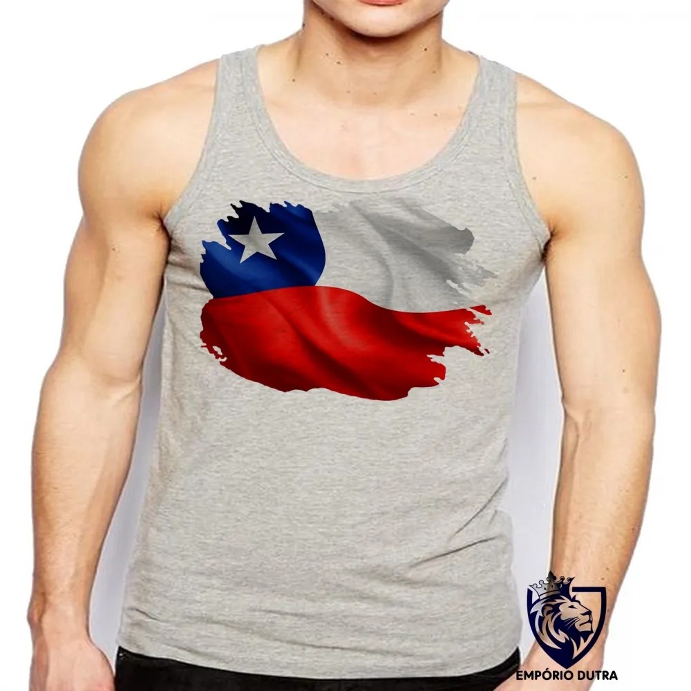 Camiseta Regata adulto ou infantil bandeira Chile america latina Imagem