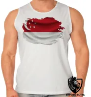 Camiseta Regata adulto ou infantil bandeira Cingapura Singapura - Foto 2