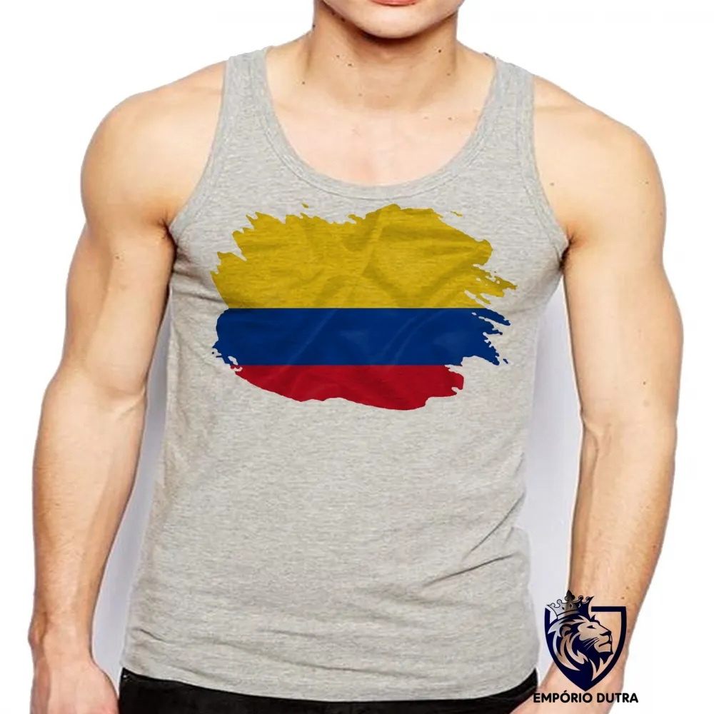 Camiseta Regata adulto ou infantil bandeira Colômbia america latina