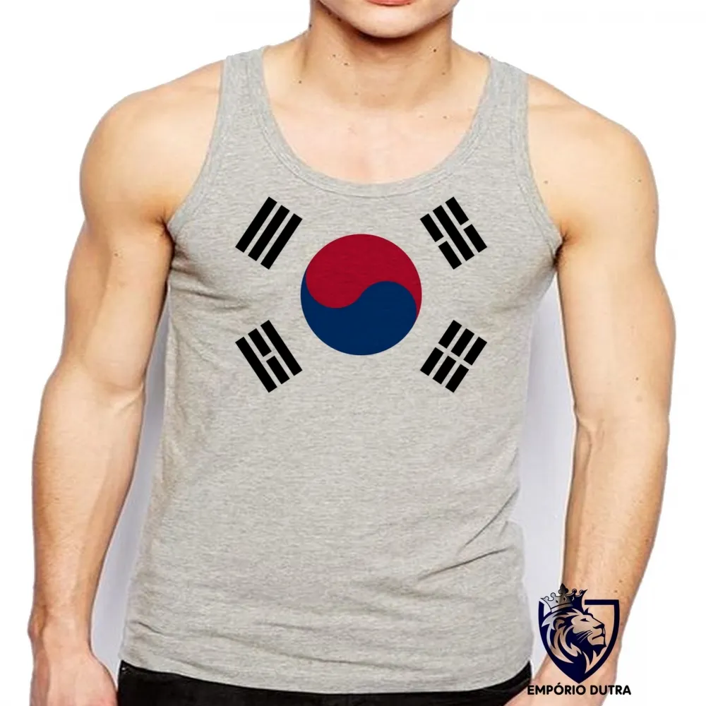 Camiseta Regata adulto ou infantil bandeira Coreia do sul asia Imagem