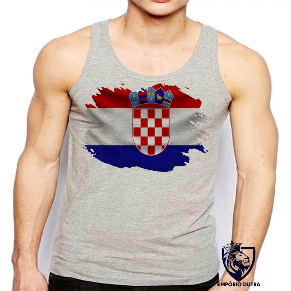 Camiseta Regata adulto ou infantil bandeira Croacia croatia Imagem