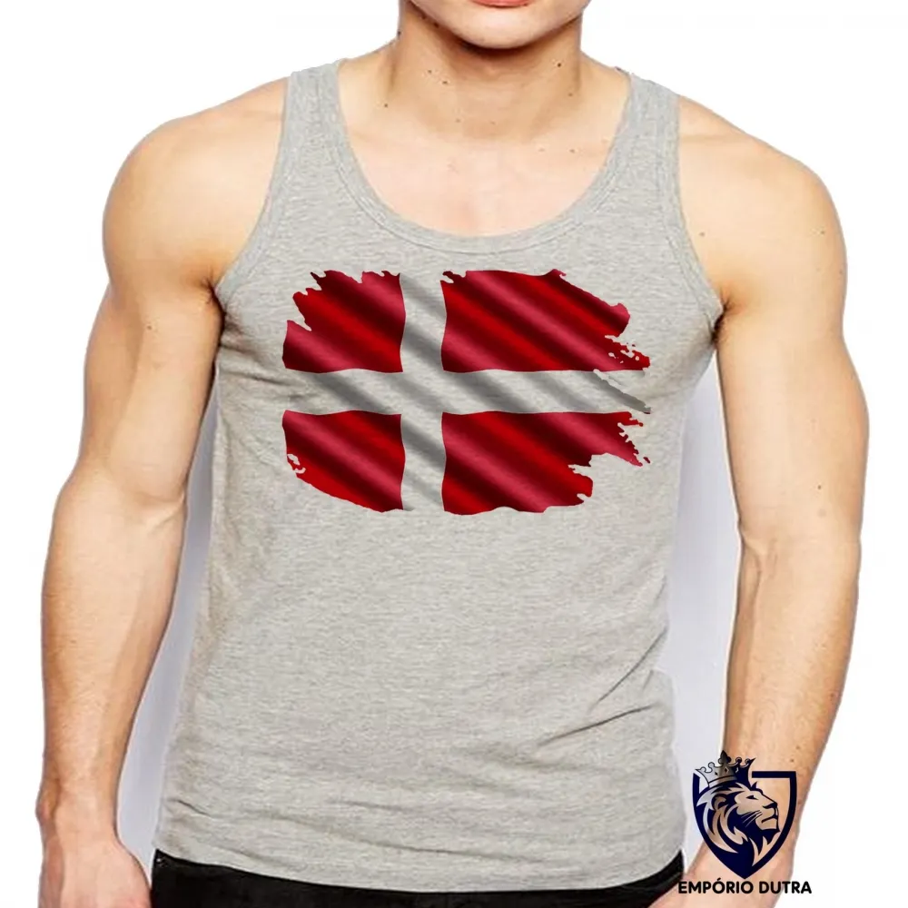 Camiseta Regata adulto ou infantil bandeira Dinamarca europa Imagem