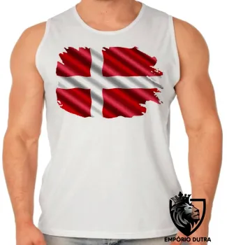 Camiseta Regata adulto ou infantil bandeira Dinamarca europa - Foto 2