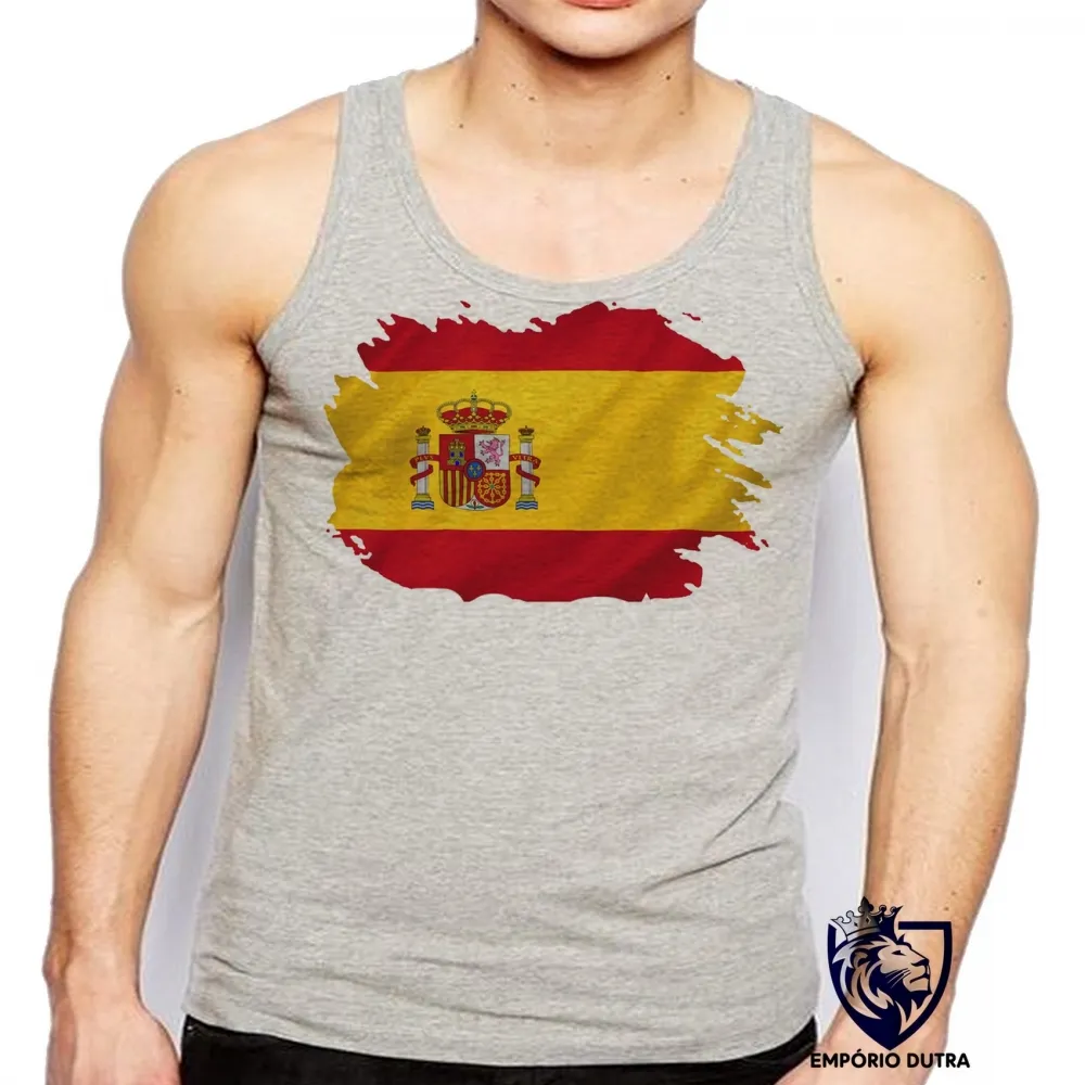 Camiseta Regata adulto ou infantil bandeira Espanha europa Imagem