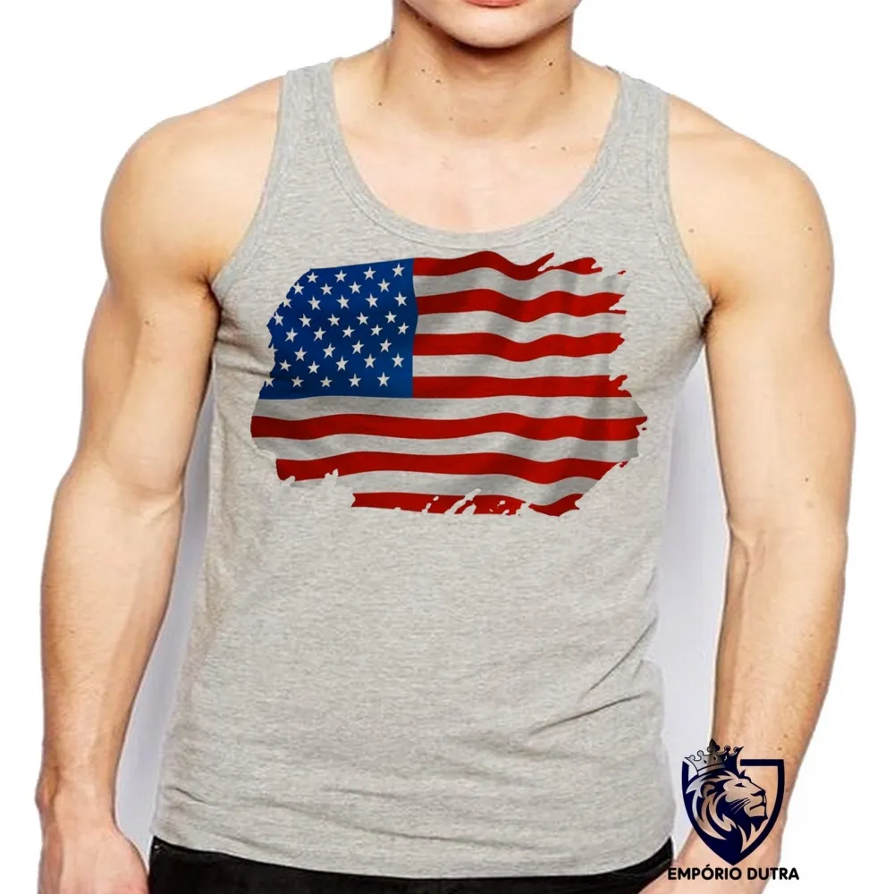 Camiseta Regata adulto ou infantil bandeira Estados unidos america