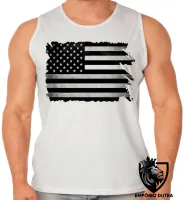 Camiseta Regata adulto ou infantil bandeira estados unidos preto black - Foto 2