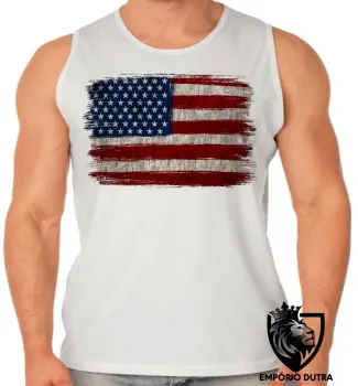 Camiseta Regata adulto ou infantil bandeira estados unidos rasgada - Foto 2