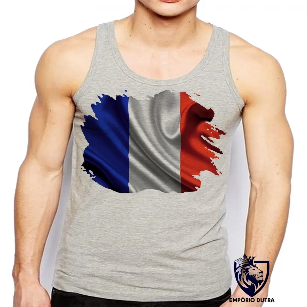 Camiseta Regata adulto ou infantil bandeira França europa