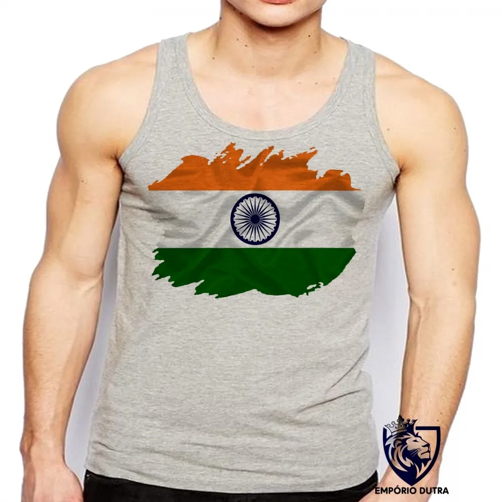 Camiseta Regata adulto ou infantil bandeira Índia indiano Imagem