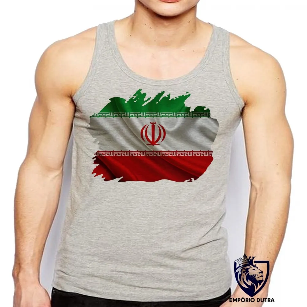 Camiseta Regata adulto ou infantil bandeira Irã República Islâmica no Golfo Imagem