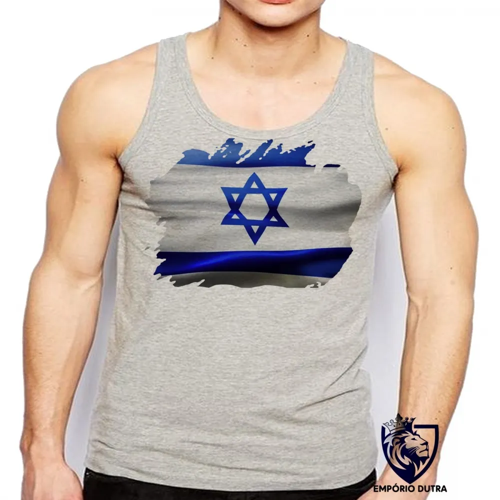 Camiseta Regata adulto ou infantil bandeira Israel Oriente Médio