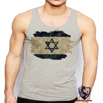 Camiseta Regata adulto ou infantil bandeira Israel pergaminho