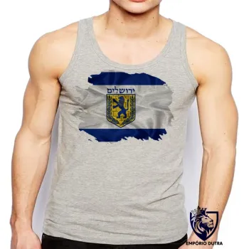Camiseta Regata adulto ou infantil bandeira jerusalem israel