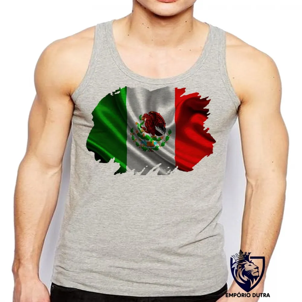 Camiseta Regata adulto ou infantil bandeira Mexico mexicano