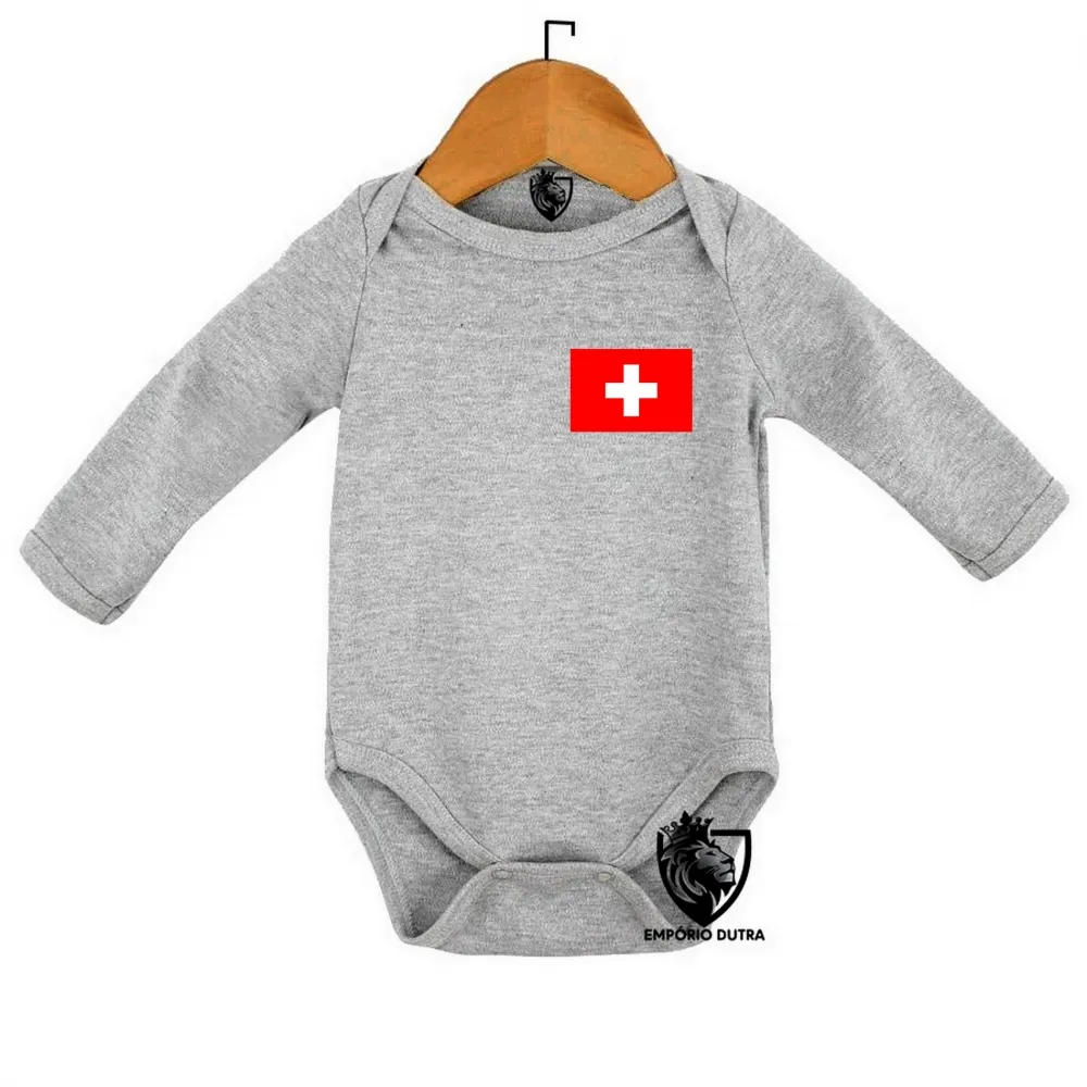 Body Bebê Infantil bandeira Suíça europa pais