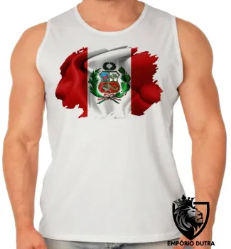 Camiseta Regata adulto ou infantil bandeira Peru america latina - Foto 2