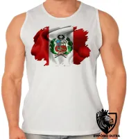 Camiseta Regata adulto ou infantil bandeira Peru america latina - Foto 2