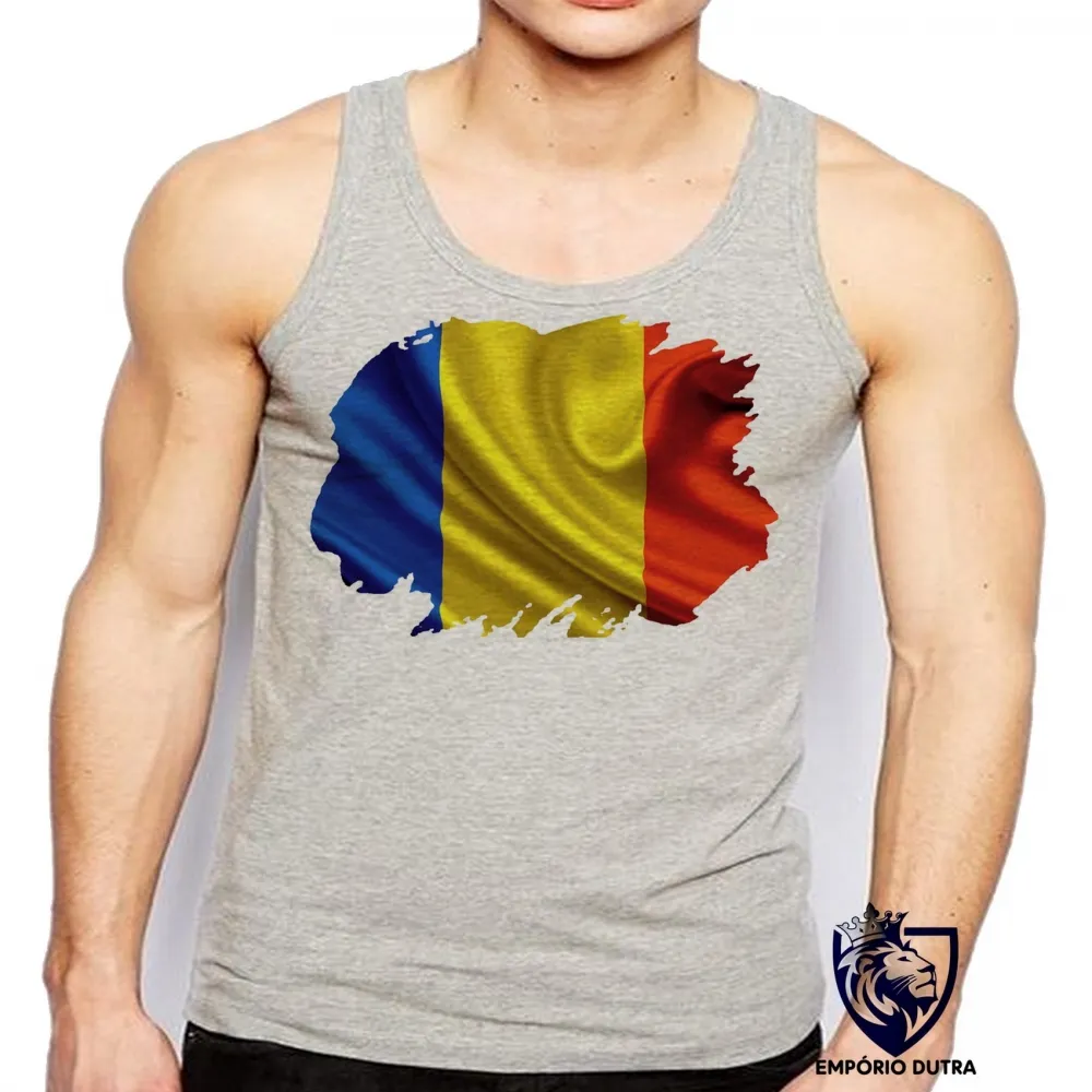 Camiseta Regata adulto ou infantil bandeira Romênia