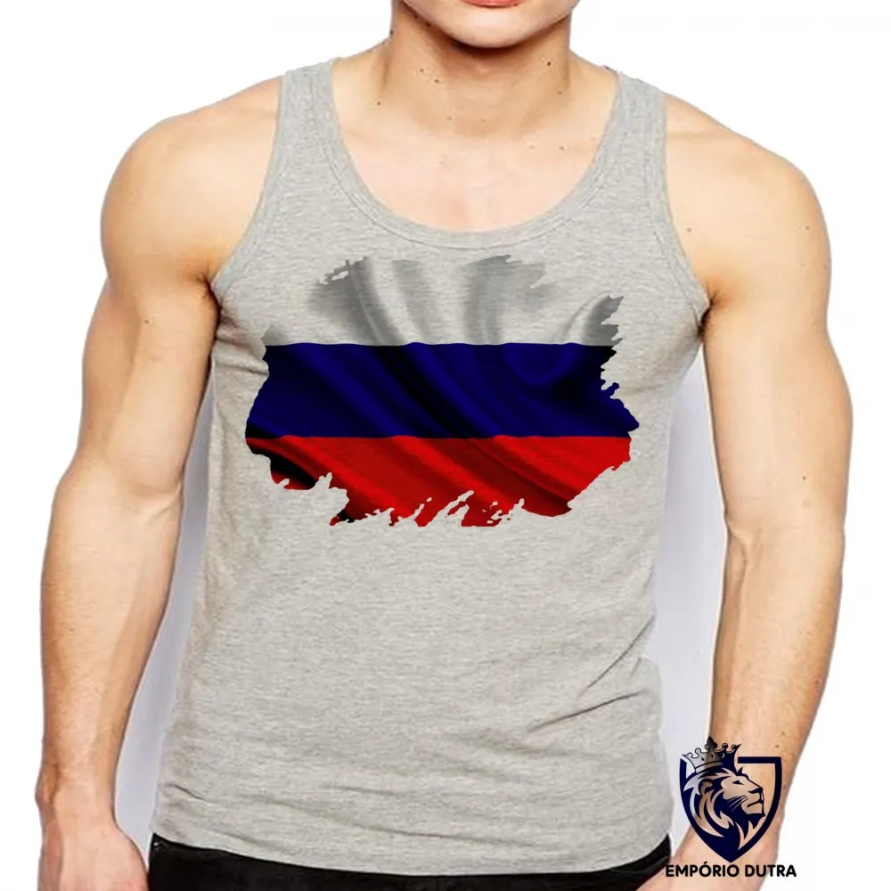 Camiseta Regata adulto ou infantil bandeira Russia russo