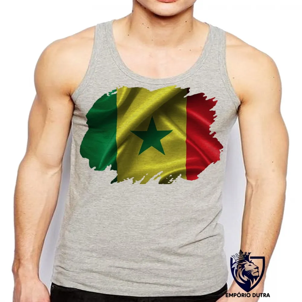 Camiseta Regata adulto ou infantil bandeira Senegal africa