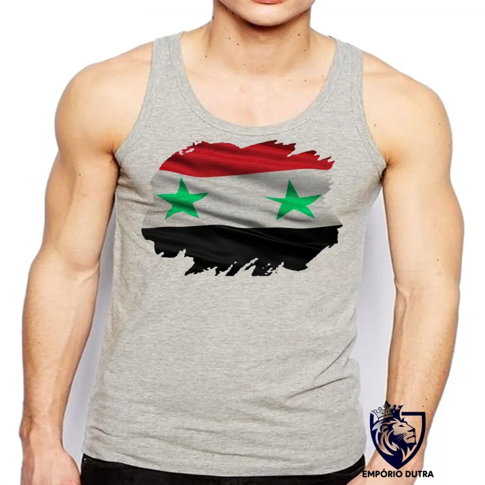 Camiseta Regata adulto ou infantil bandeira siria República Árabe Imagem