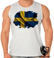 Camiseta Regata adulto ou infantil bandeira Suécia europa - Foto 2