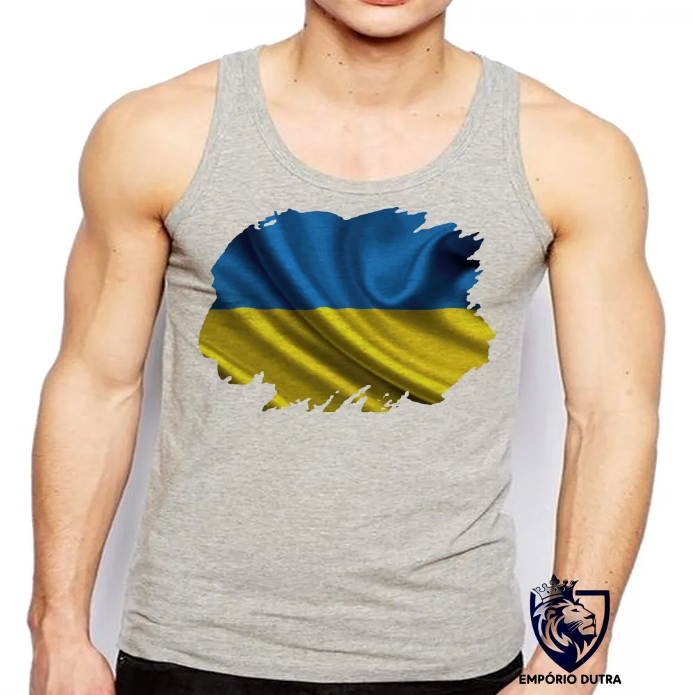 Camiseta Regata adulto ou infantil bandeira Ucrânia europa