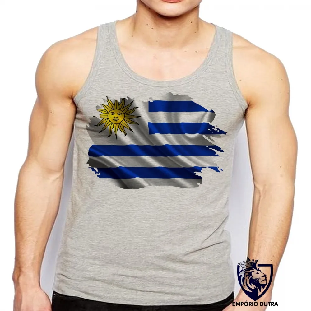 Camiseta Regata adulto ou infantil bandeira Uruguai america Imagem